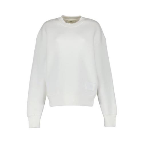 Logo Label Ronde Hals Sweater Ami Paris , White , Dames