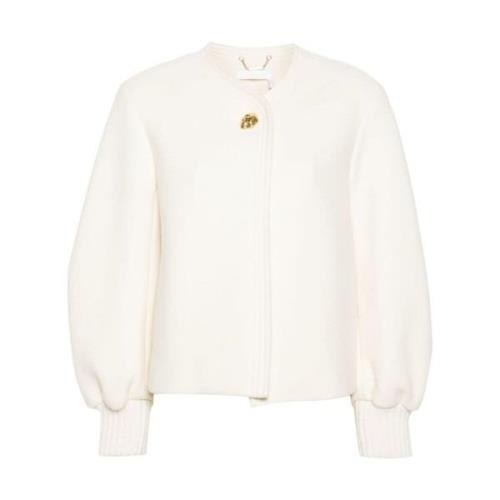 Witte Wollen Jas Chloé , White , Dames