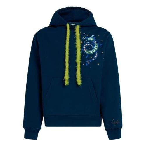 jersey hoodie met drakenprint Marni , Blue , Heren