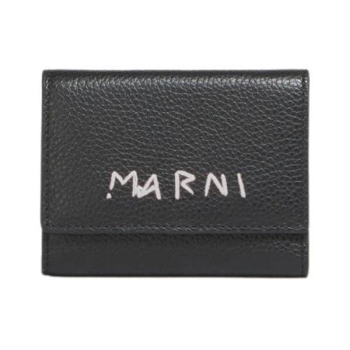 Leren sleutelhouder met reparatie Marni , Black , Heren