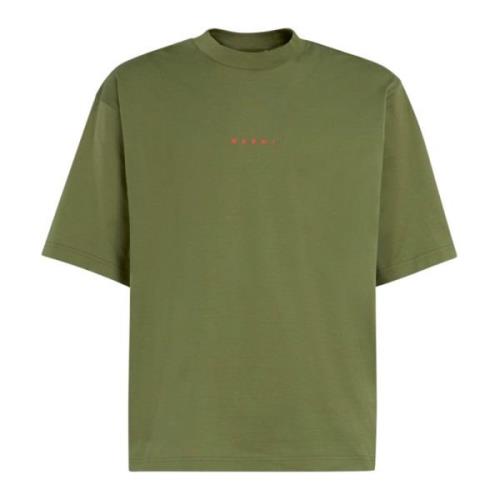 katoenen t-shirt met mini logo Marni , Green , Heren