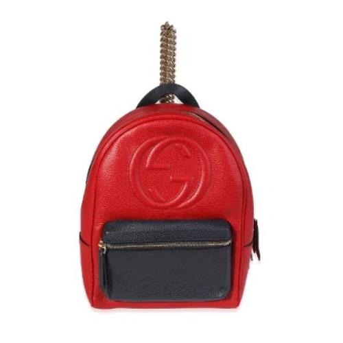 Pre-owned Leather backpacks Gucci Vintage , Red , Dames