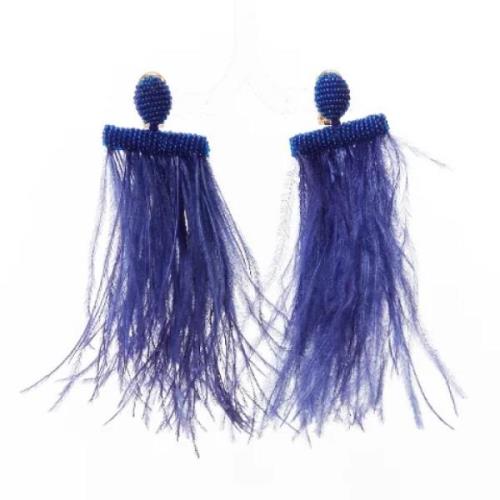 Pre-owned Fabric earrings Oscar De La Renta Pre-owned , Blue , Dames