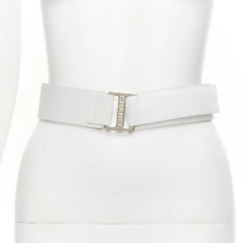 Pre-owned Leather belts Chanel Vintage , White , Dames