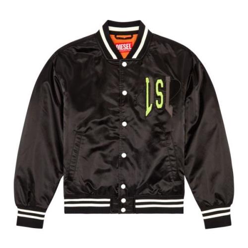 Satin track jacket with Lies patches Diesel , Black , Heren