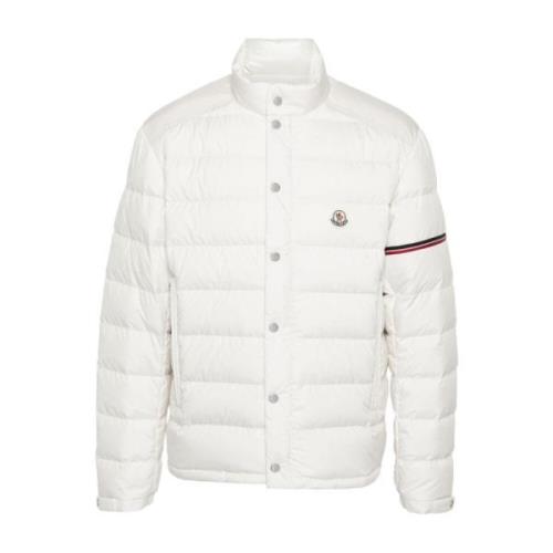 Gewatteerde jas met streepdetail Moncler , White , Heren