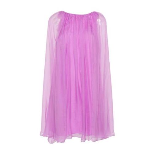 Amethist Paarse Zijden Chiffon Cape Jurk Max Mara , Purple , Dames