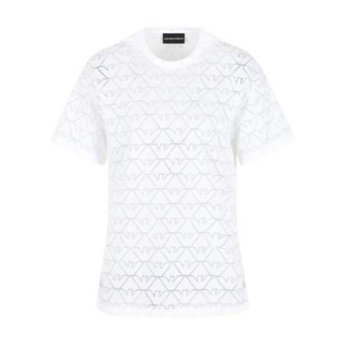 Witte T-shirts en Polos met Devoré Effect Emporio Armani , White , Dam...