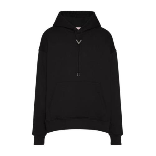 Zwarte katoenen hoodie met logo Valentino , Black , Heren