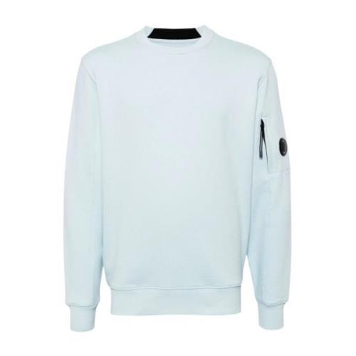 Gebreide Crewneck Sweater met Logo Detail C.p. Company , Blue , Heren