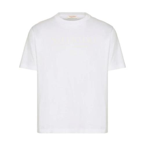 Katoenen Ronde Hals T-shirt Print Valentino , White , Heren