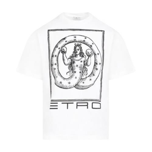 Wit T-shirt met Print Etro , White , Heren