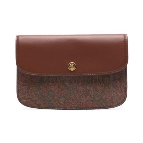 Paisley Print Leren Overslagtas Etro , Brown , Dames