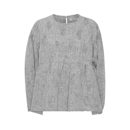 Grijze Linnen Flared Blouse Henrik Vibskov , Gray , Dames