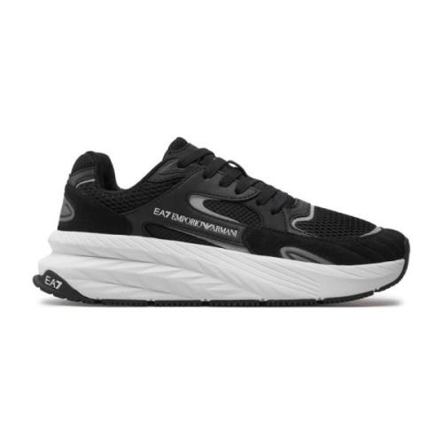 Textiel en PU Leren Sneakers Emporio Armani EA7 , Black , Heren