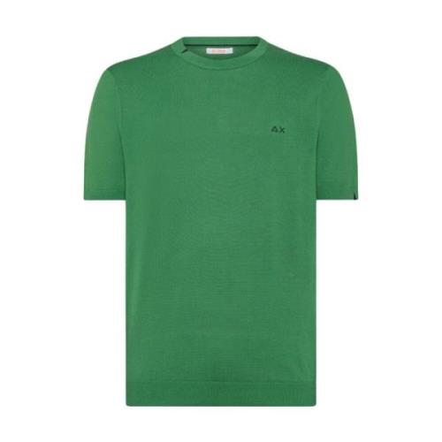 Solid Knit T-Shirt Sun68 , Green , Heren