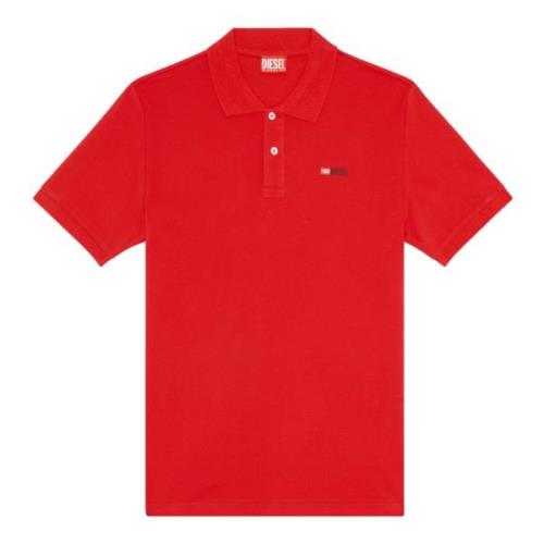 Poloshirt met logo-print met hoge dichtheid Diesel , Red , Heren