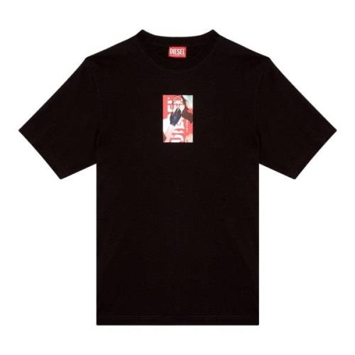 T-shirt with photo print logo Diesel , Black , Heren