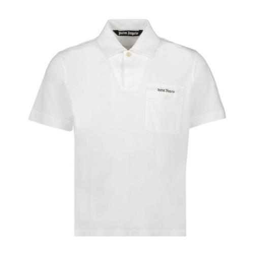 Klassieke Polo Shirt met Logo Print Palm Angels , White , Heren