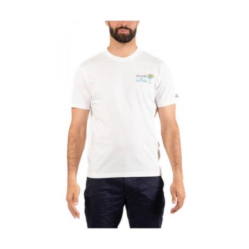 Heren Casual T-shirt Saint Barth , White , Heren