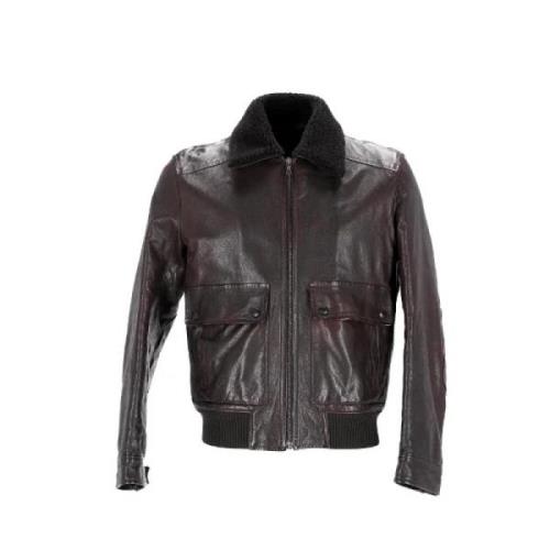 Pre-owned Leather outerwear Prada Vintage , Brown , Dames