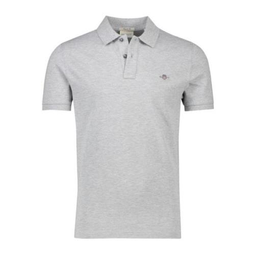 Grijs Poloshirt Korte Mouw Gant , Gray , Heren