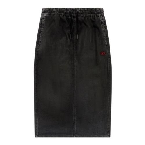 Skirt in coated denim Diesel , Black , Dames