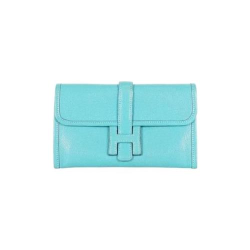 Pre-owned Leather clutches Hermès Vintage , Blue , Dames