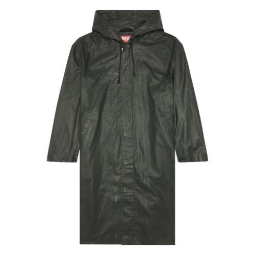 Long jacket in coated cotton twill Diesel , Black , Heren