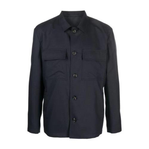 Luxe Wol Zijde Kasjmier Shirtjas Lardini , Blue , Heren