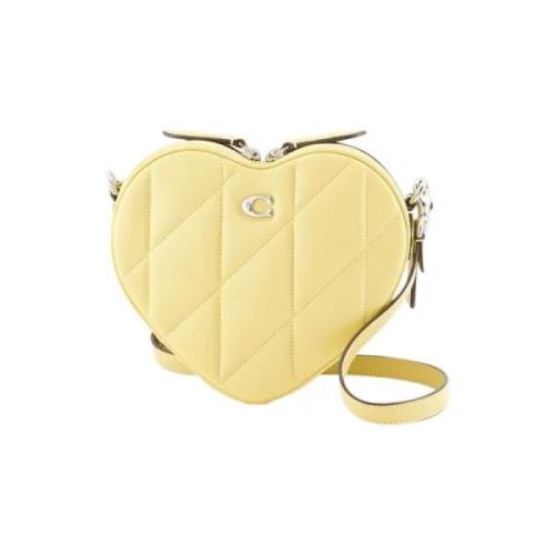 Leather shoulder-bags Coach , Yellow , Dames