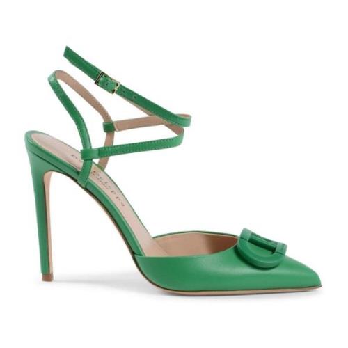 Groene Leren Lace-Up Stiletto Pump Dee Ocleppo , Green , Dames