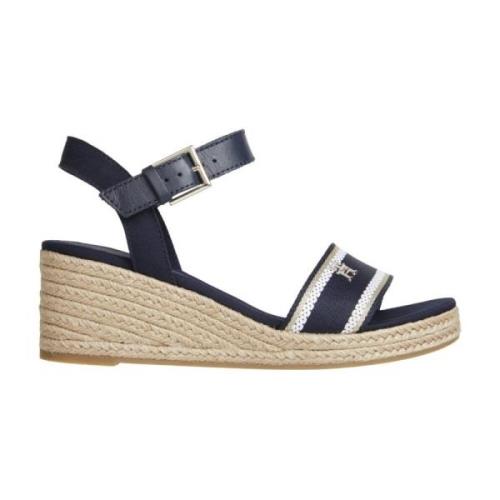 Blauwe Platte Webbing Sandaal Tommy Hilfiger , Blue , Dames