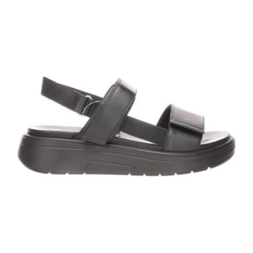 Zwarte platte sandalen voor vrouwen ara , Black , Dames