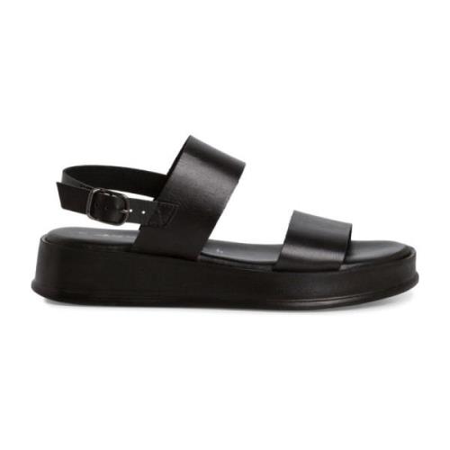 Zwarte Casual Open Platte Sandalen Tamaris , Black , Dames