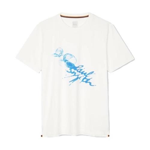 Wijnglas Print T-Shirt Paul Smith , White , Heren