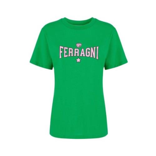 Groene Katoenen Stretch T-shirt Chiara Ferragni Collection , Green , D...