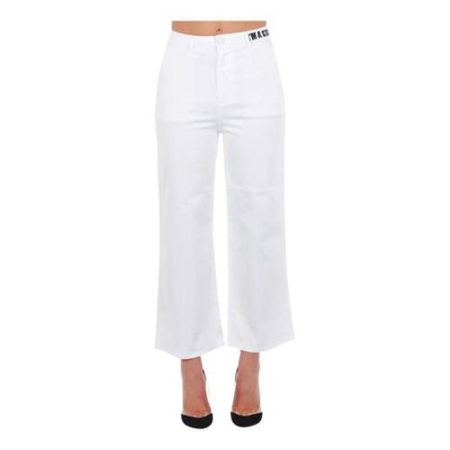 Witte Katoenen Cropped Broek Multipockets Frankie Morello , White , Da...