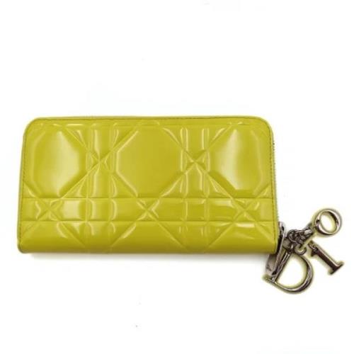 Pre-owned Leather wallets Dior Vintage , Yellow , Dames