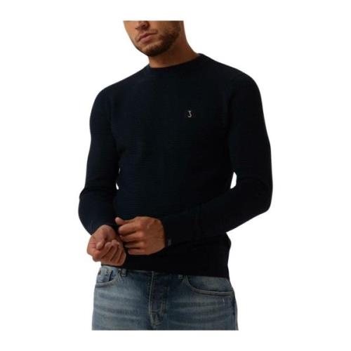 Heren Structuur Crew Sweater Blauw Butcher of Blue , Blue , Heren