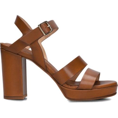 Bruine Leren Sandalen Stefano Lauran , Brown , Dames