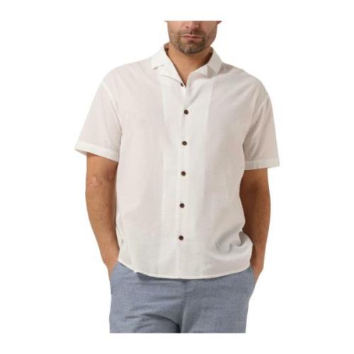 Heren Seersucker Shirt in Off-White Anerkjendt , White , Heren