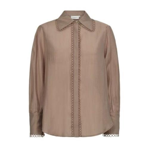 Stijlvolle Bruine Blouse met Kantdetails Copenhagen Muse , Brown , Dam...