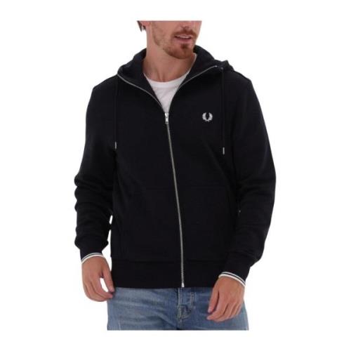 Heren Truien & Vesten Hooded Zip Through Sweatshirt Fred Perry , Blue ...