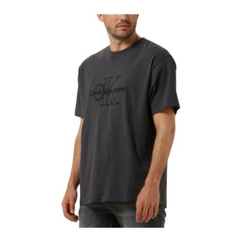 Heren Polo T-shirts Monologo Washed Tee Calvin Klein , Gray , Heren