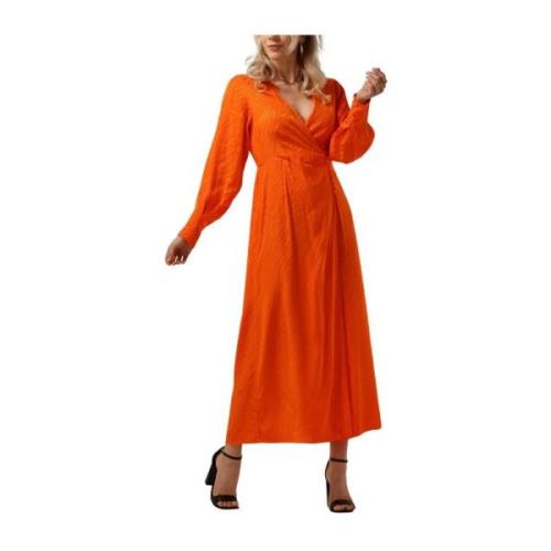 Satin Enkelwikkeljurk Selected Femme , Orange , Dames