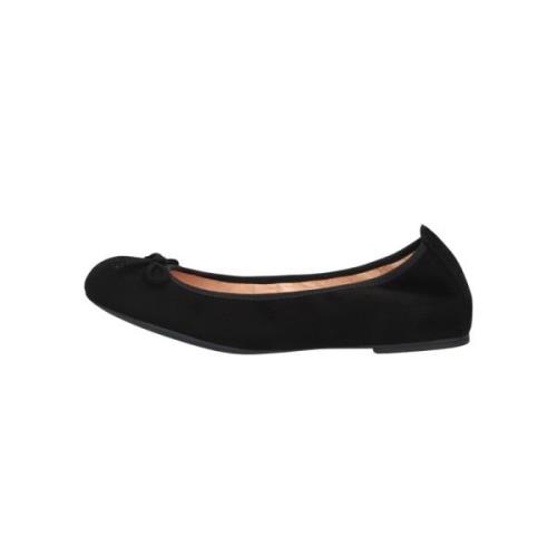 Zwarte Suède Ballerina met Strik Unisa , Black , Dames