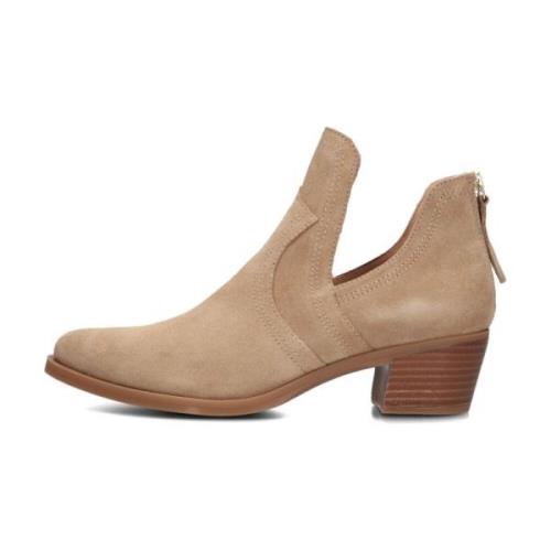 Beige Suède Uitgesneden Enkellaarzen Unisa , Beige , Dames