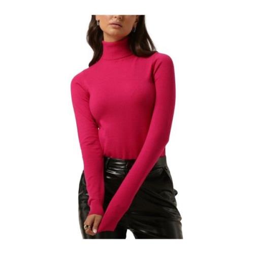 Roze Gebreide Jurk met Col Simple , Pink , Dames