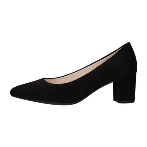 Elegante Zwarte Suède Blokhak Pump Gabor , Black , Dames